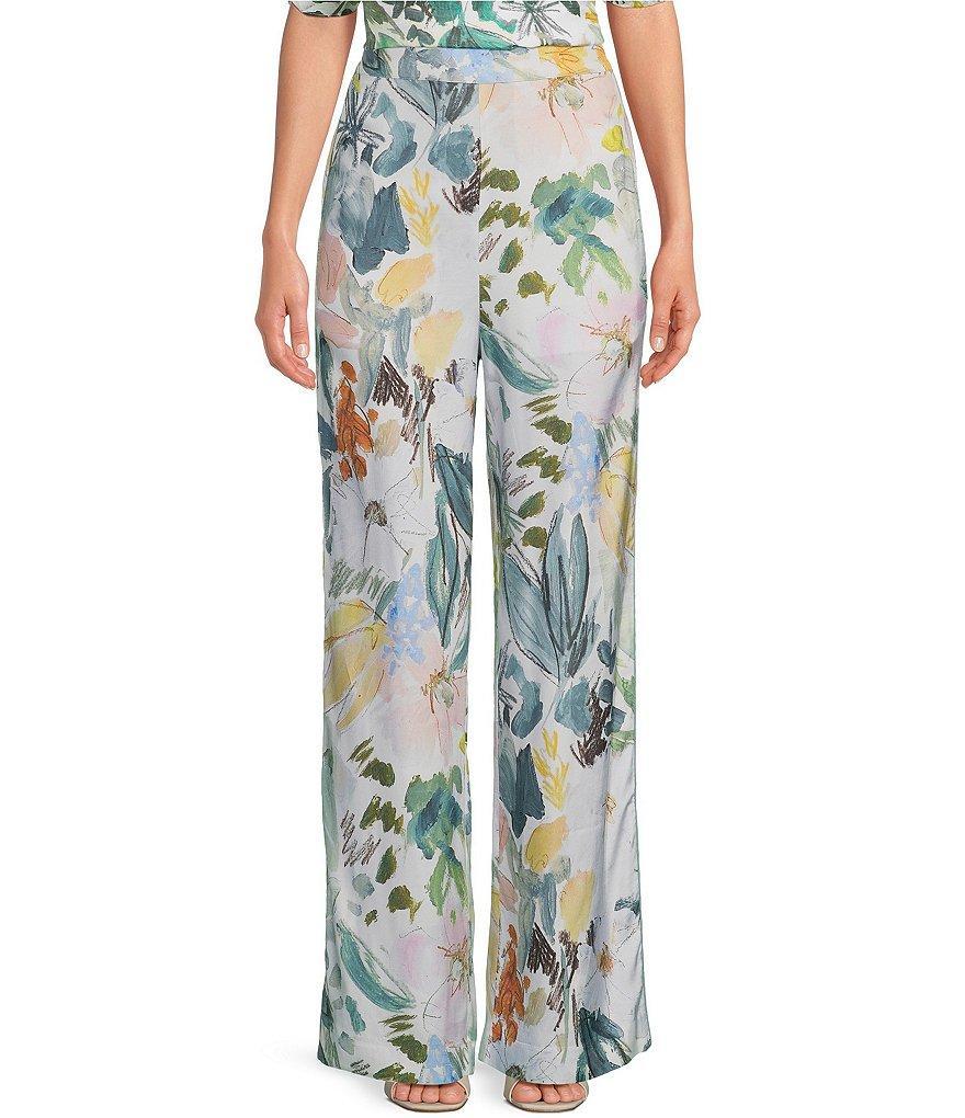 Ted Baker London Sarca Woven Floral Print Pocketed High Waist Wide Leg Trouser Pants Product Image