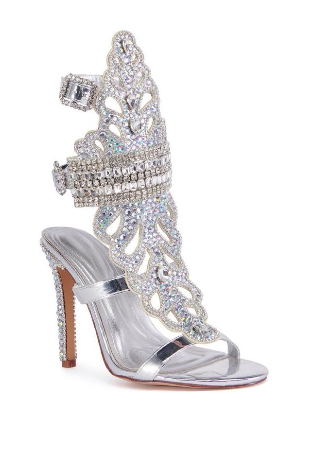 AZALEA WANG CIBRIAN SILVER GLADIATOR EMBELLISHED SANDAL Product Image