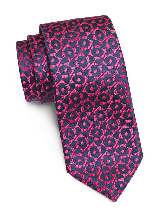 Mens Geometric Floral Silk Tie Product Image