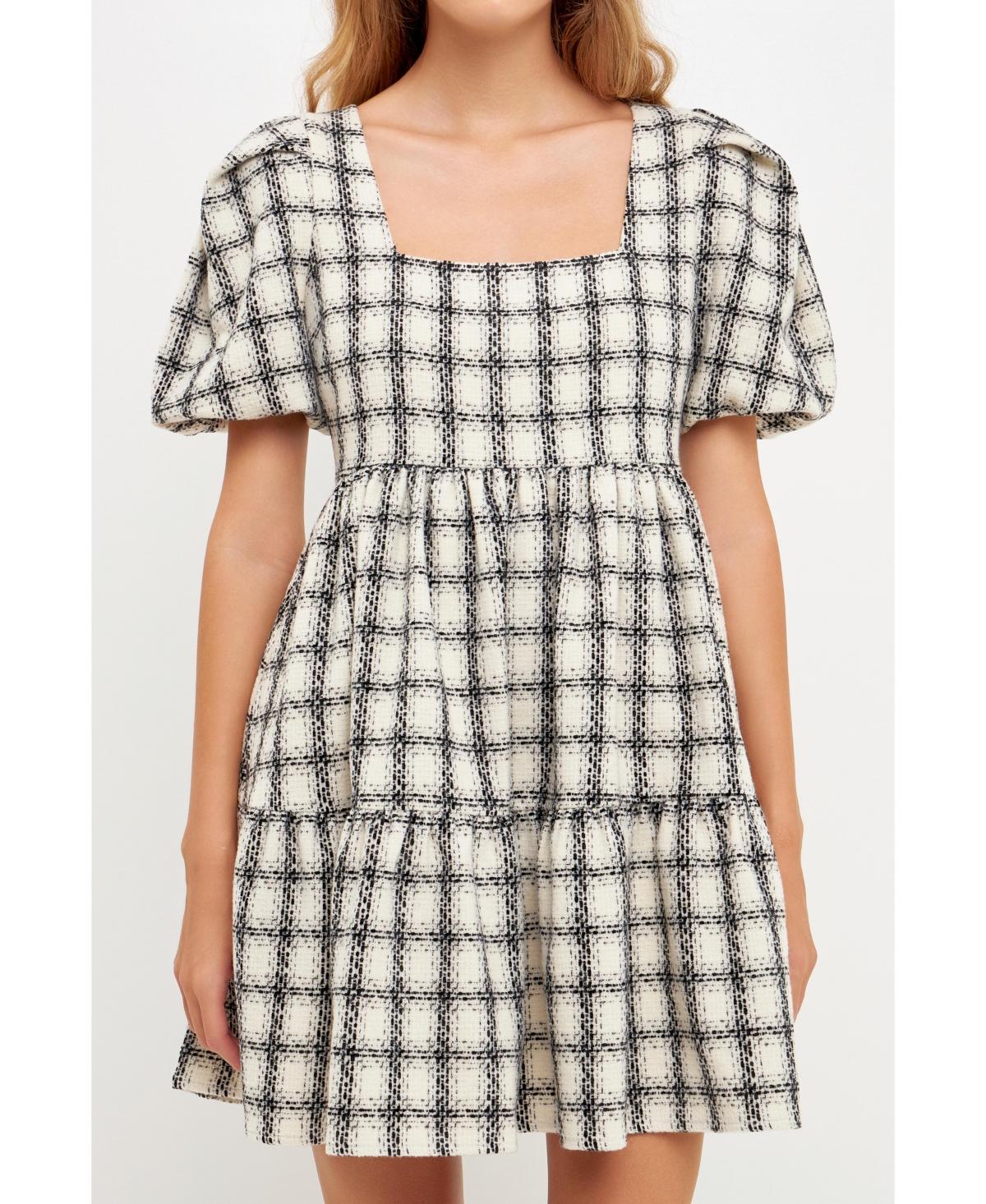 English Factory Womens Tweed Mini Gingham Dress product image