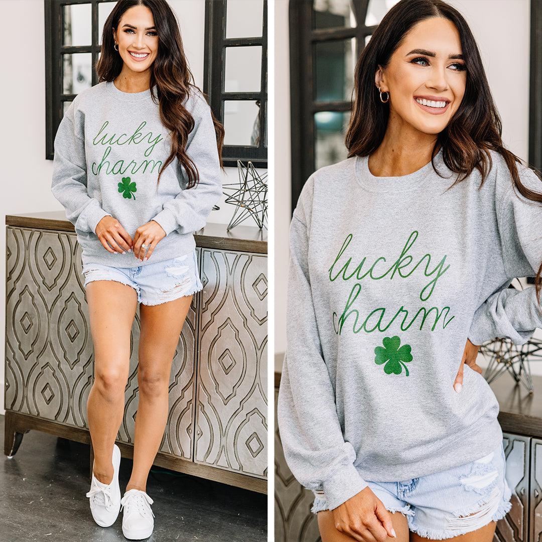 Lucky Charm Sport Gray Graphic Sweatshirt Female Product Image