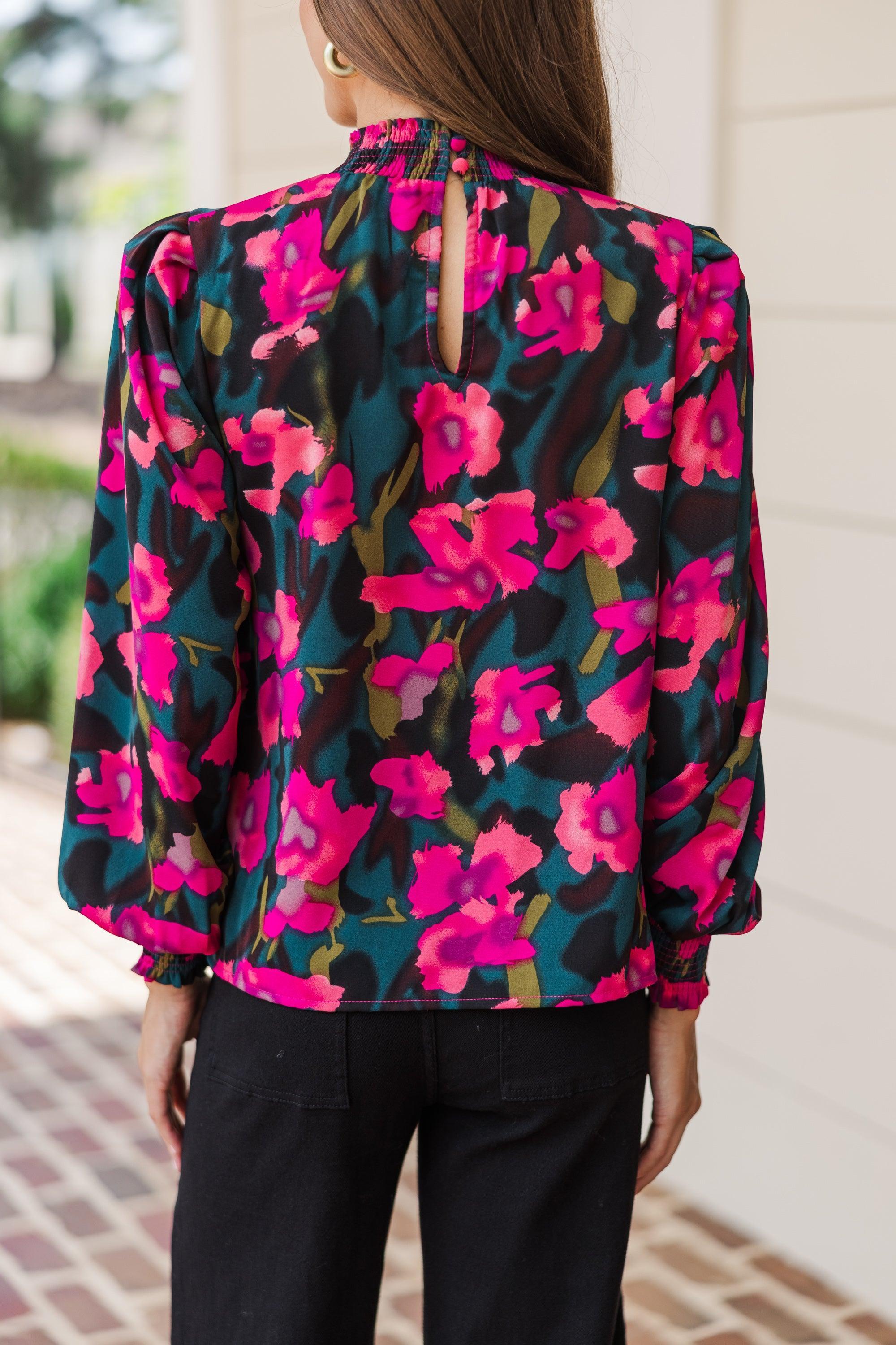 All I Need Teal Floral Blouse Female Product Image