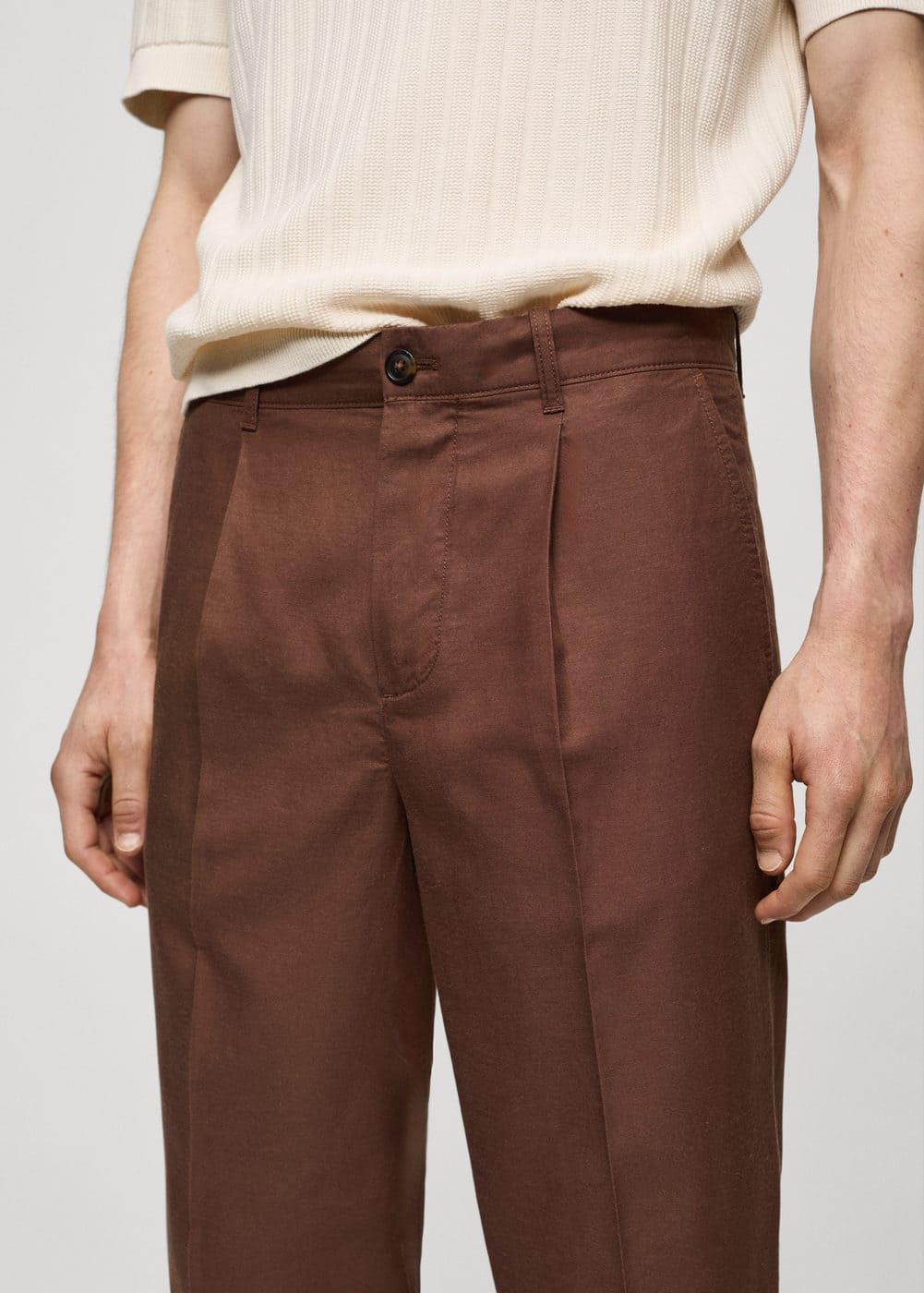 Mango Mens Cotton Lyocell Pleated Pants Product Image