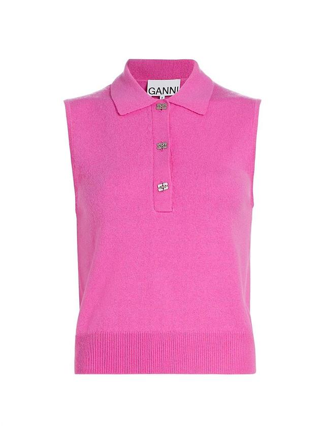 Womens Sleeveless Wool-Blend Polo Sweater Vest Product Image