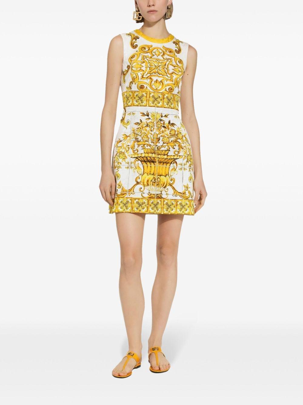 Majolica Sleeveless Silk Minidress In Yellow Product Image