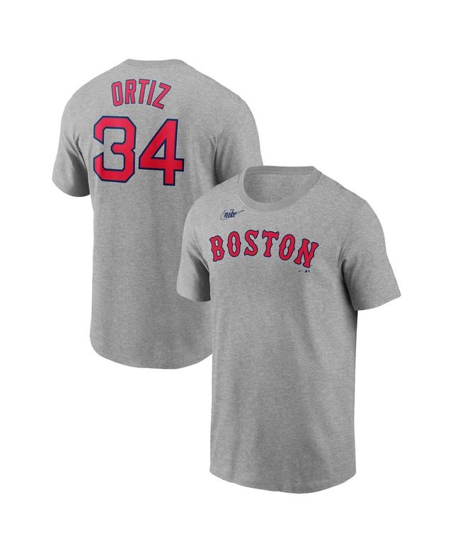 Mens Nike David Ortiz Heather Gray Boston Red Sox Name and Number T-shirt Product Image