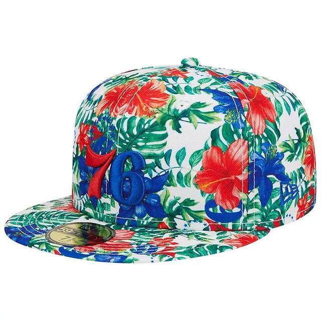 Mens New Era Philadelphia 76ers Tropical Hibiscus 59FIFTY Fitted Hat Product Image