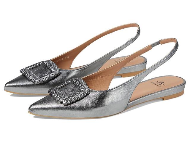 Aquatalia Janetta Metallic Leather Slingback Skimmer (Anthracite) Women's Shoes Product Image