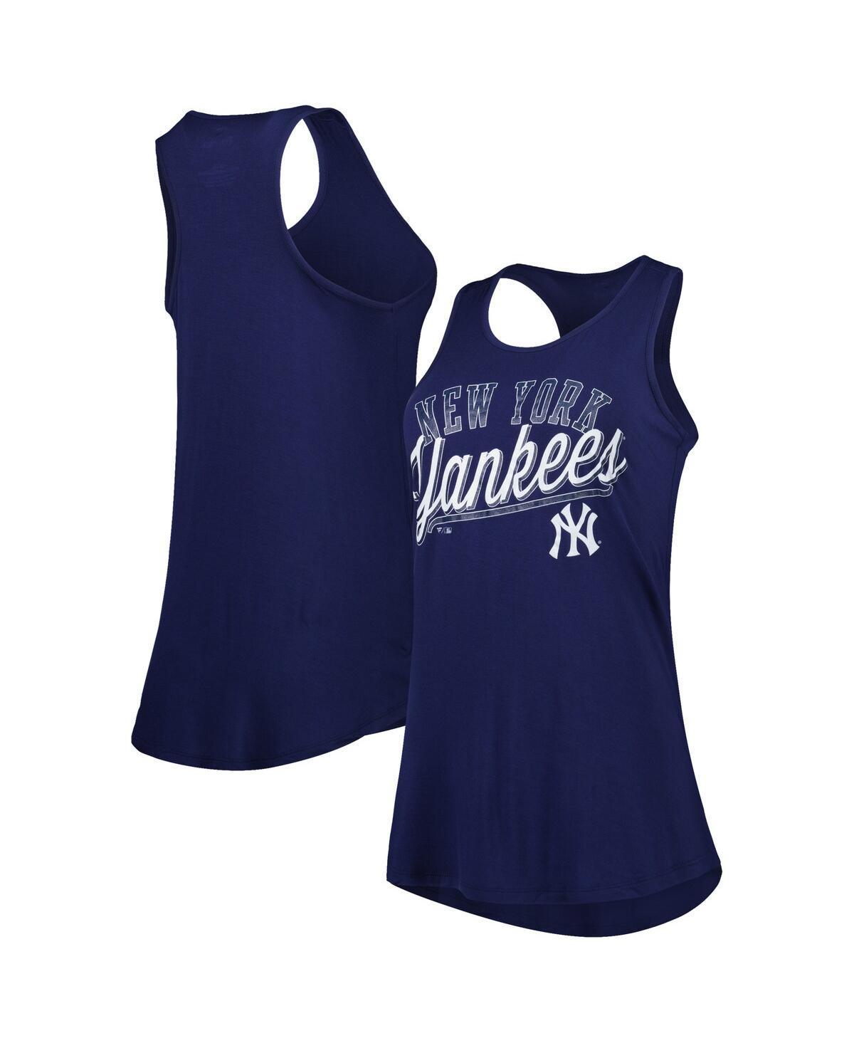 Womens Fanatics Branded New York Yankees Simplicity Swing Racerback Scoop Neck Tank Top Blue Product Image