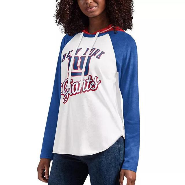 Womens G-III 4Her by Carl Banks White New York Giants MVP Raglan Hooded Long Sleeve T-Shirt Product Image