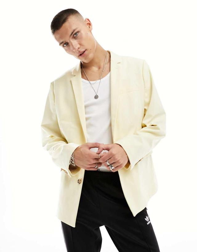 ASOS DESIGN oversized blazer in pale yellow Product Image