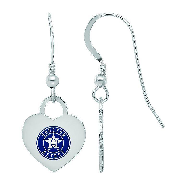 LogoArt Sterling Silver Houston Astros Heart Dangle Earrings, Womens Product Image