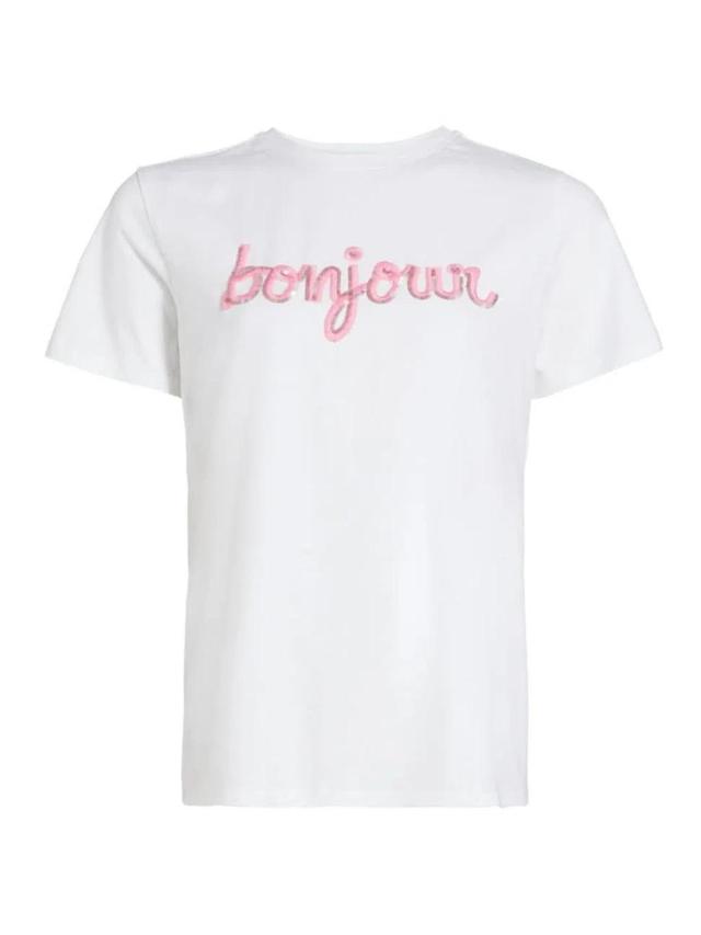 Cinq A Sept Sequined Cotton Bonjour Tee In White Carnation Product Image