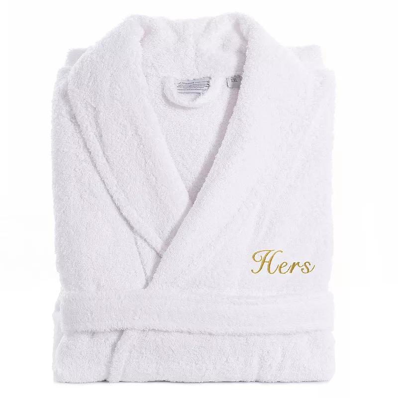 Womens Linum Home Textiles Turkish Cotton Embroidered Cursive Hers Terry Bathrobe Product Image