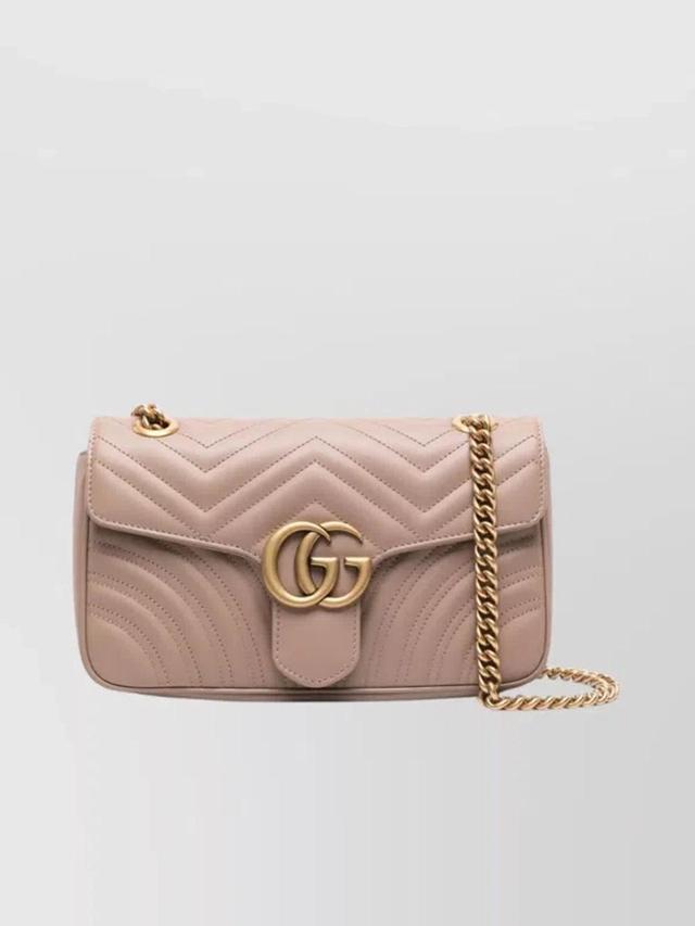 GUCCI Gg Marmont Quilted Shoulder Bag In Pink Product Image