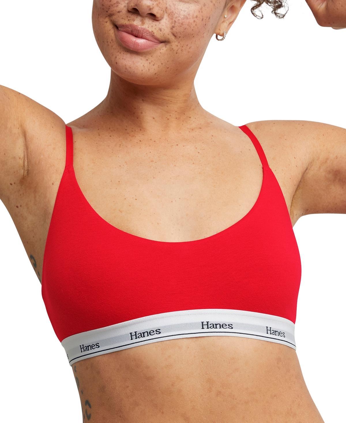 Hanes Originals Womens Cropped Bralette, Breathable Stretch Cotton Black 2XL Product Image