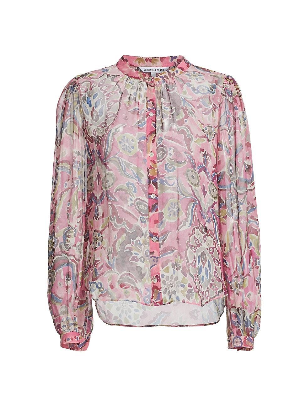 Ashlynn Long-Sleeve Printed Silk Blouse Product Image