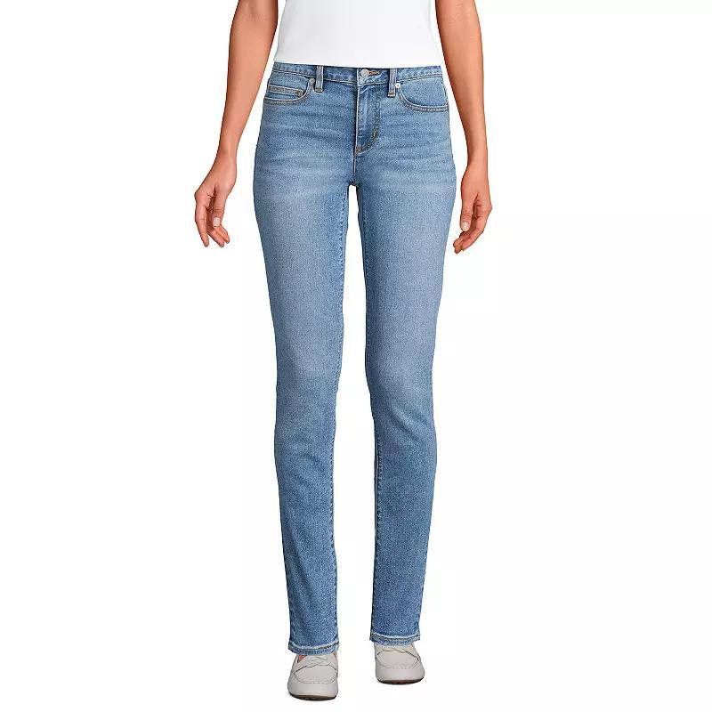 Womens Lands End Recover Mid Rise Slim Leg Jeans Blue Tide Blue Product Image