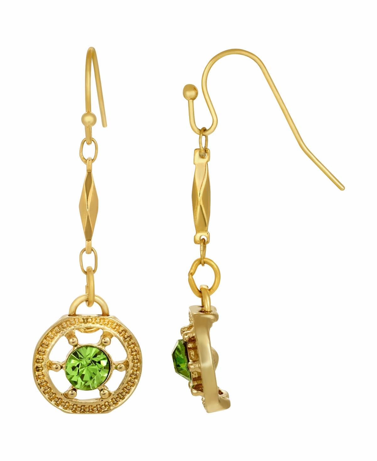 1928 Gold Tone Drop Earring, Womens, Green Product Image