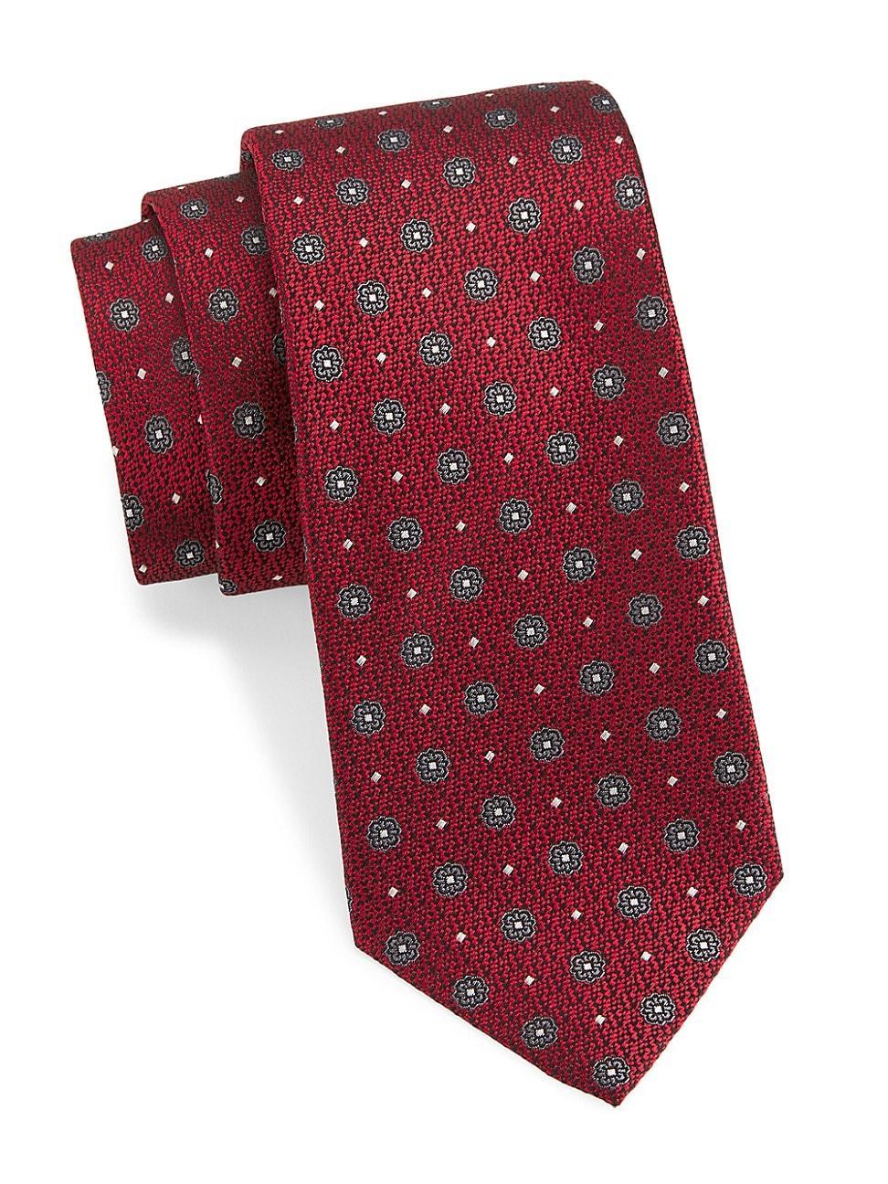 Mens Floral Circles Silk Tie Product Image