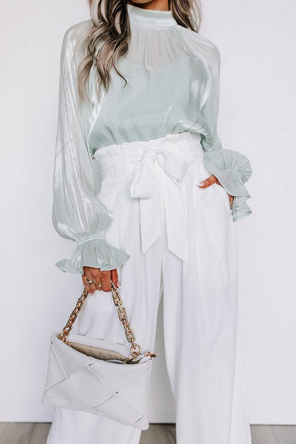 Hazelle High Waist Trousers In White Product Image