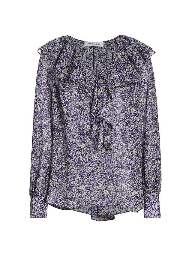 Womens Floral Ruffled Blouse Product Image