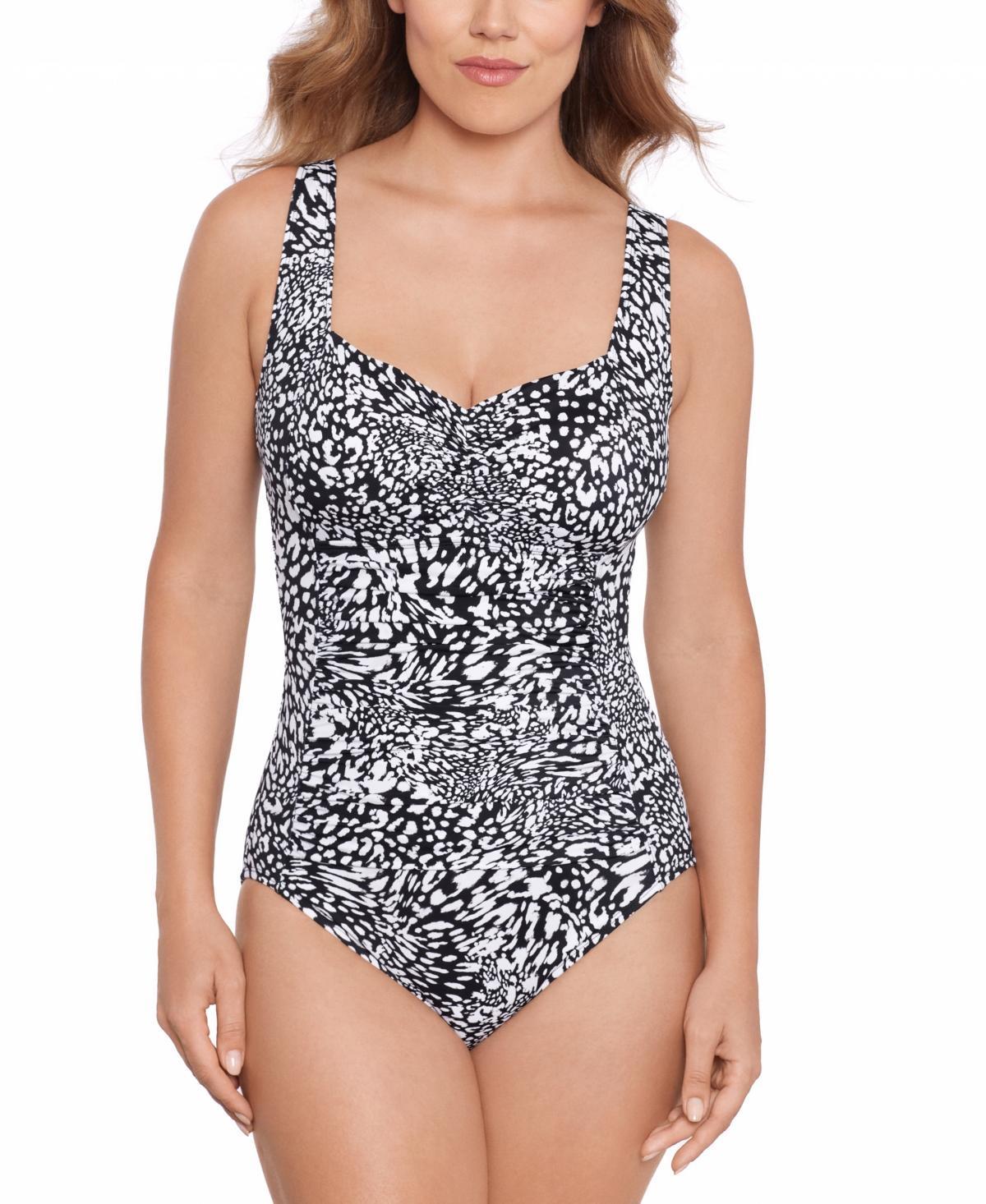 Swim Solutions Womens Printed Ruched-Front One Piece Swimsuit, Created for Macys Product Image