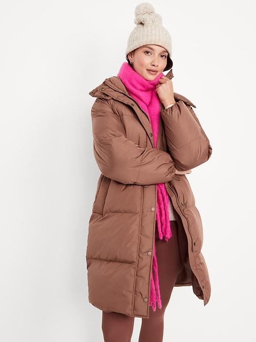 Water-Resistant Quilted Long Puffer Jacket Product Image