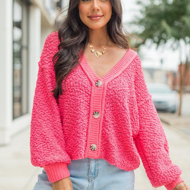 Breath Of Fresh Air Pink Textured Cardigan Product Image