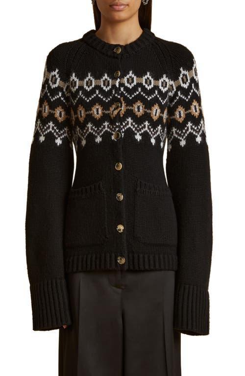 Khaite Suzette Fair Isle Cashmere Blend Cardigan Product Image