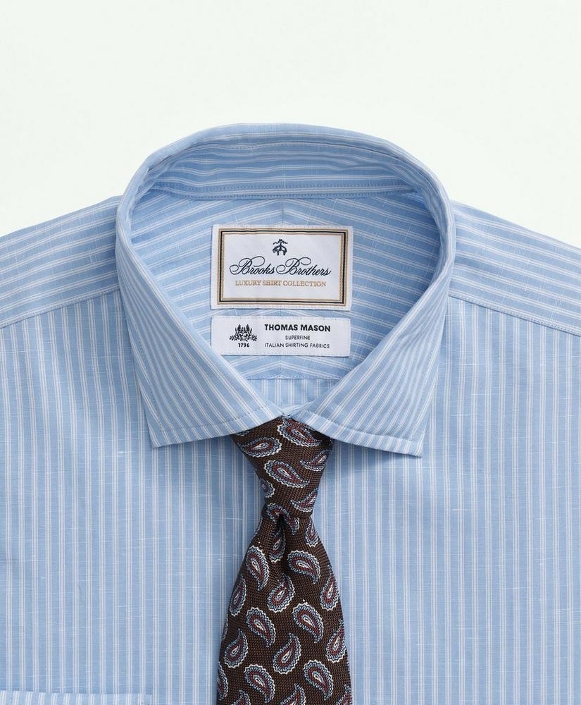 Brooks Brothers X Thomas Mason® Cotton-Linen English Collar, Stripe Dress Shirt Product Image