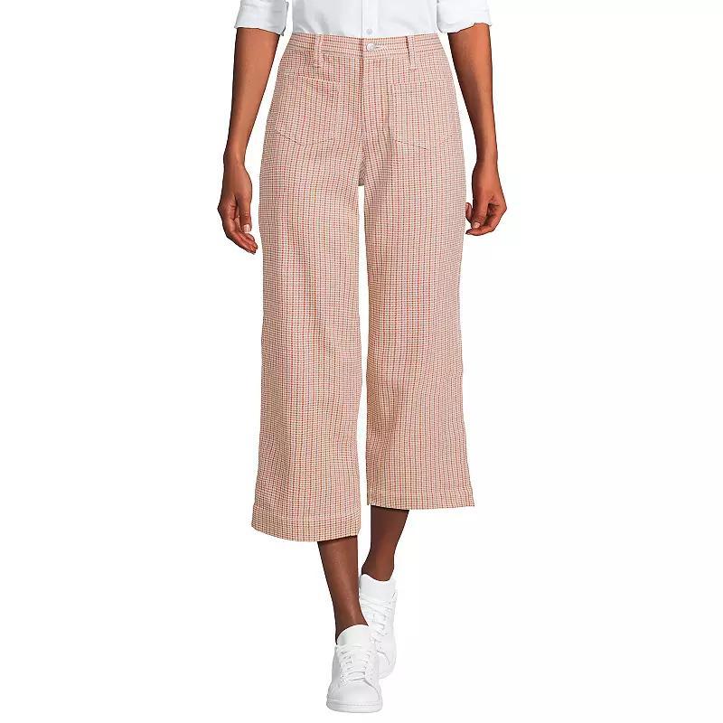 Petite Lands End Printed Twill High-Rise Wide Leg Crop Pants, Womens Product Image