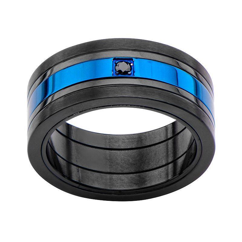 Mens Blue & Black with Cubic Zirconia Ring Tone Product Image