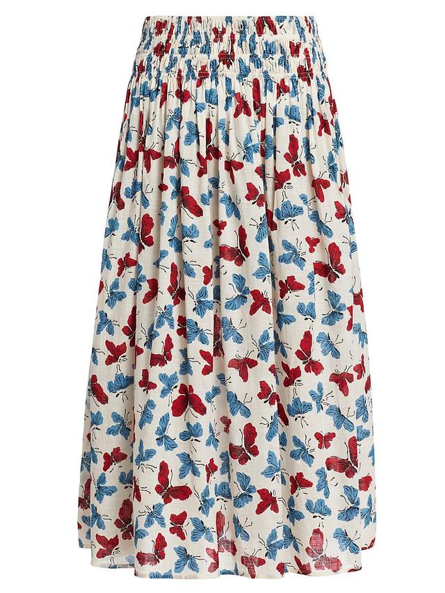 Womens The Viola Butterfly-Print Midi-Skirt Product Image