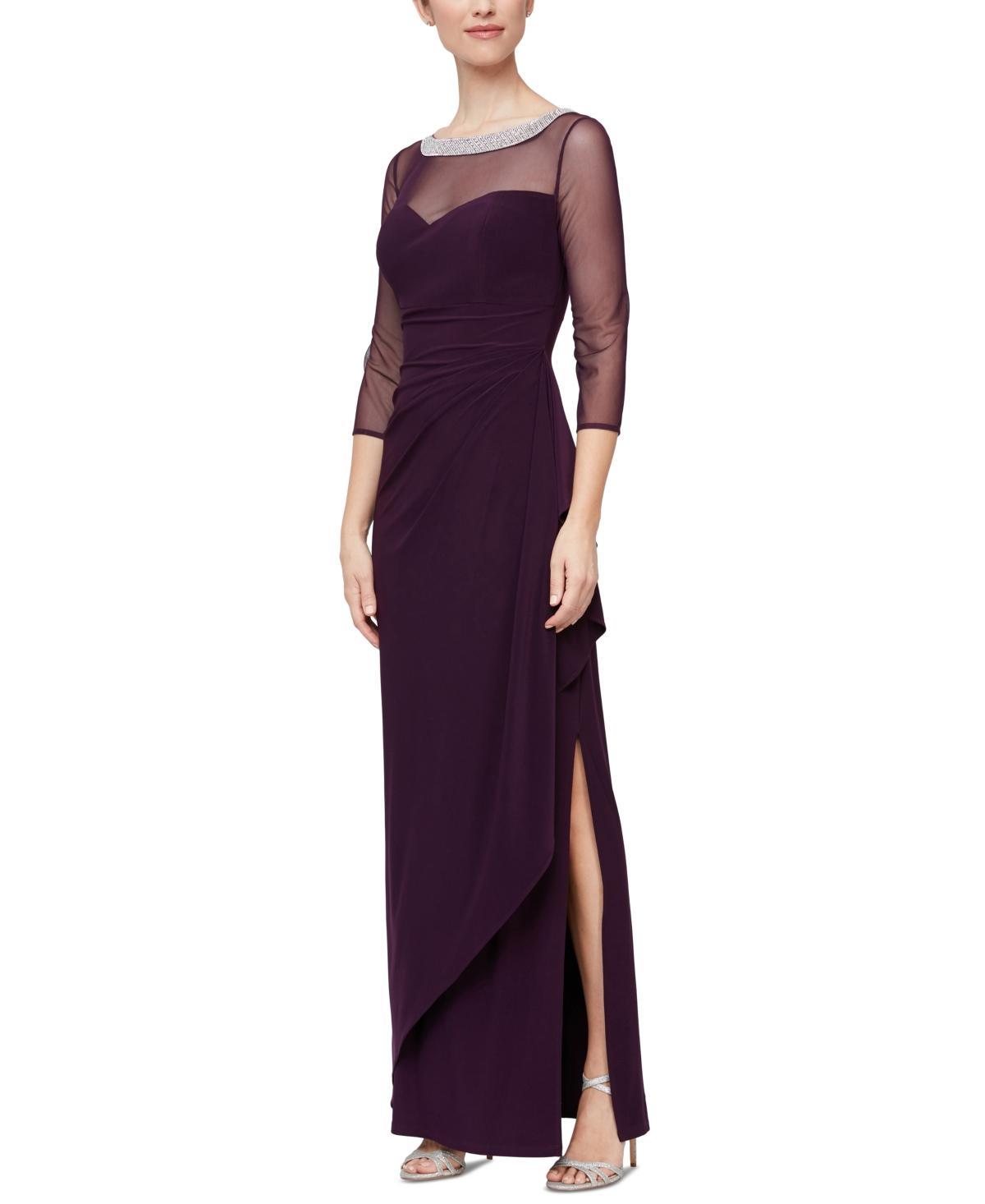 Alex Evenings Illusion Embellished Detail Jersey Gown Product Image