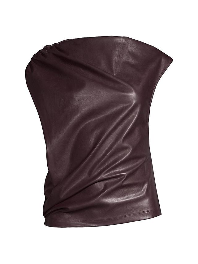 Womens Draped Faux Leather Top Product Image