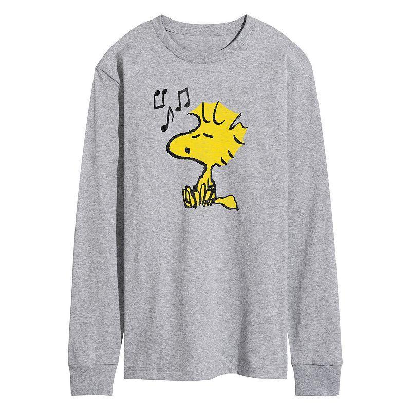 Mens Peanuts Woostock Singing Long Sleeve Grey Gray Product Image