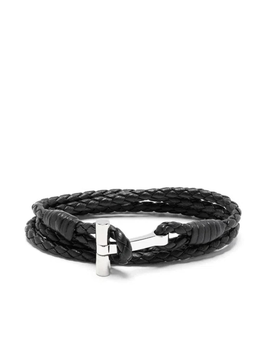 TOM FORD Braided-leather Wrap Bracelet In Black Product Image