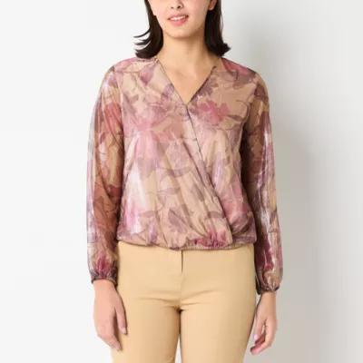 52seven Womens V Neck Long Sleeve Wrap Shirt Product Image