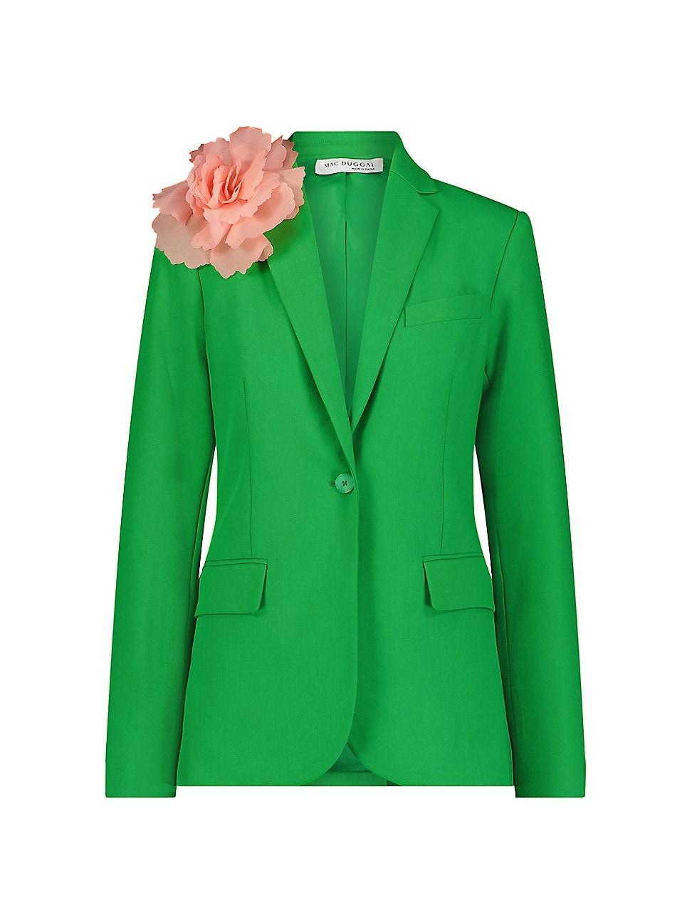 Womens Crepe Floral Appliqu Blazer Product Image