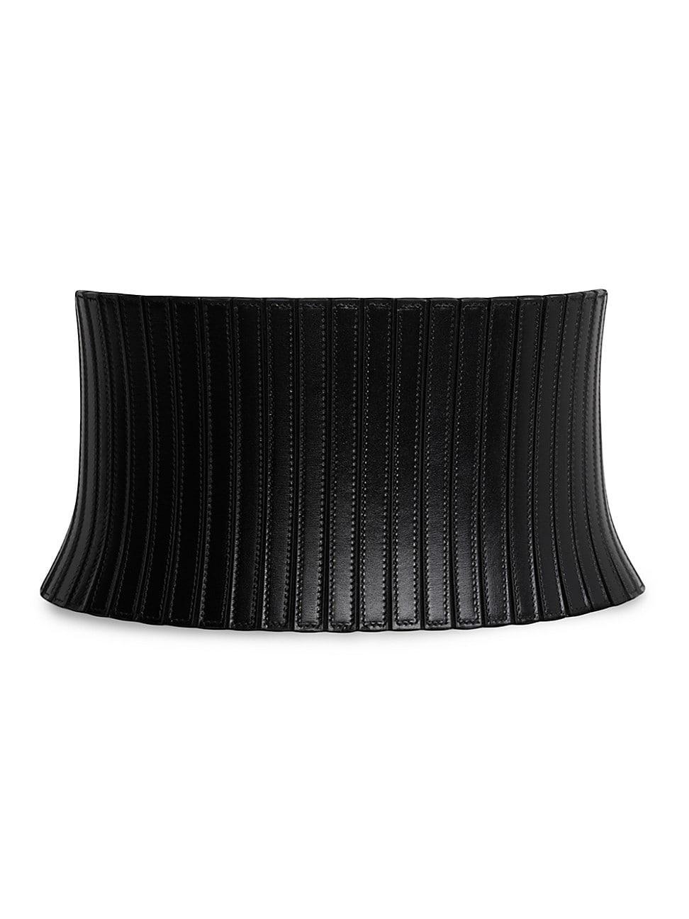 Womens Paneled Striped Leather Corset Product Image