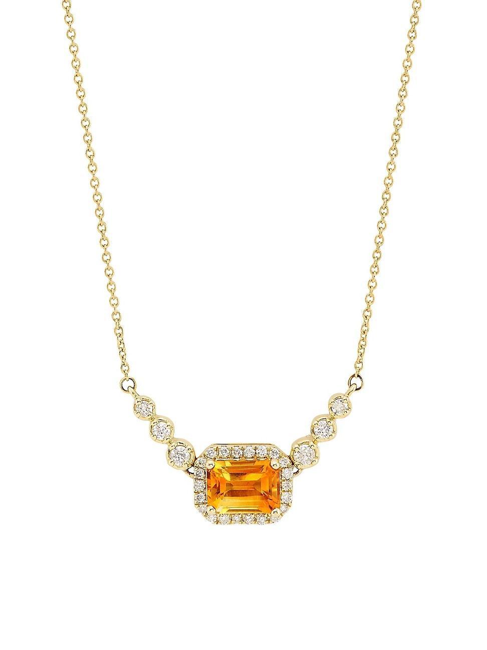 Womens 14K Yellow Gold, Citrine & 0.25 TCW Diamond Pendant Necklace Product Image