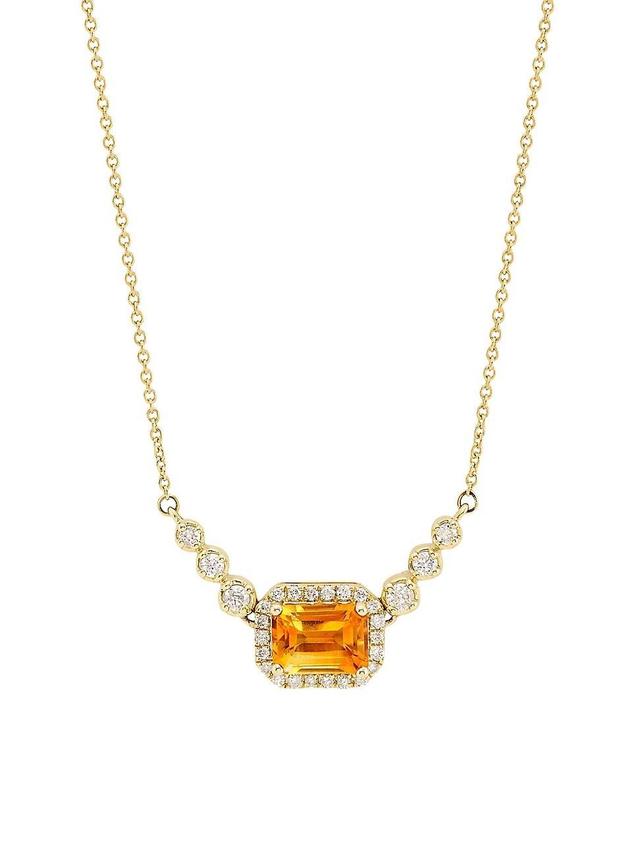 Womens 14K Yellow Gold, Citrine & 0.25 TCW Diamond Pendant Necklace Product Image