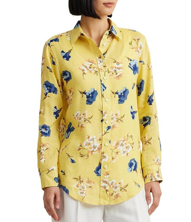 Lauren Ralph Lauren Relaxed Fit Floral Linen Button Front Shirt Product Image