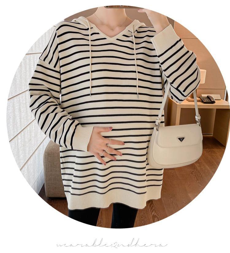 Maternity Striped Oversized Hoodie Product Image