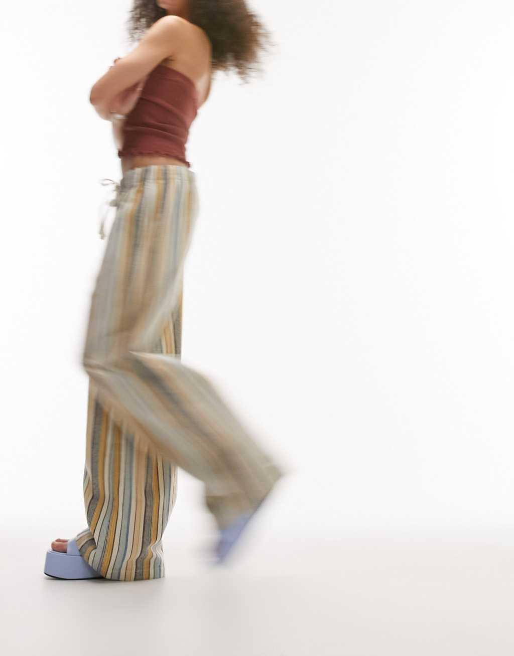 Topshop textured stripe pull on pants Product Image