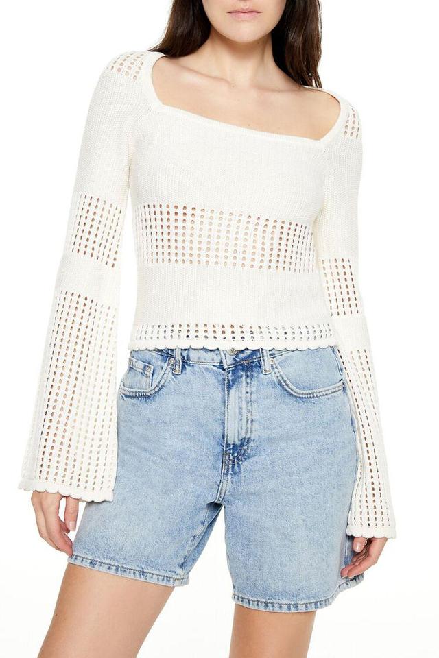 Open-Knit Bell-Sleeve Sweater | Forever 21 Product Image