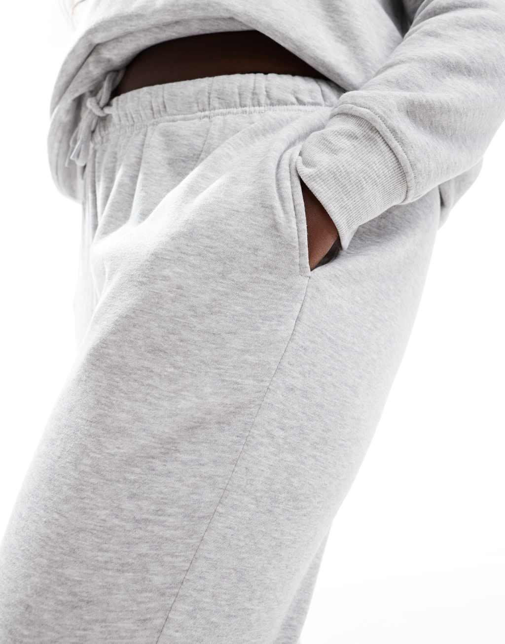 Pieces Curve sweatpants with tie waist in light heather gray - part of a set Product Image