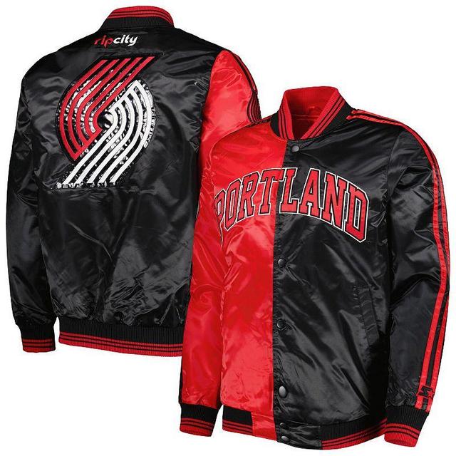 Mens Starter /Black Portland Trail Blazers Fast Break Satin Full-Snap Jacket Product Image