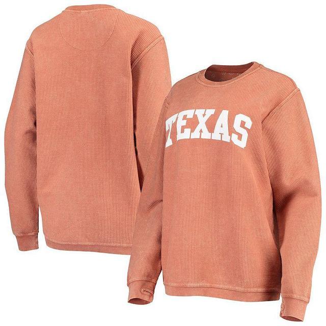 Womens Pressbox Texas Orange Texas Longhorns Comfy Cord Vintage Wash Basic Arch Pullover Sweatshirt Product Image